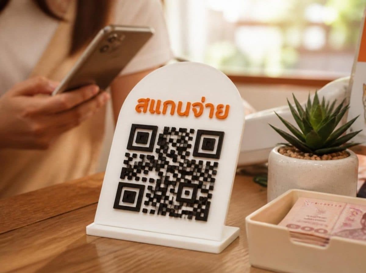ขาตั้ง QR พร้อมเพย์