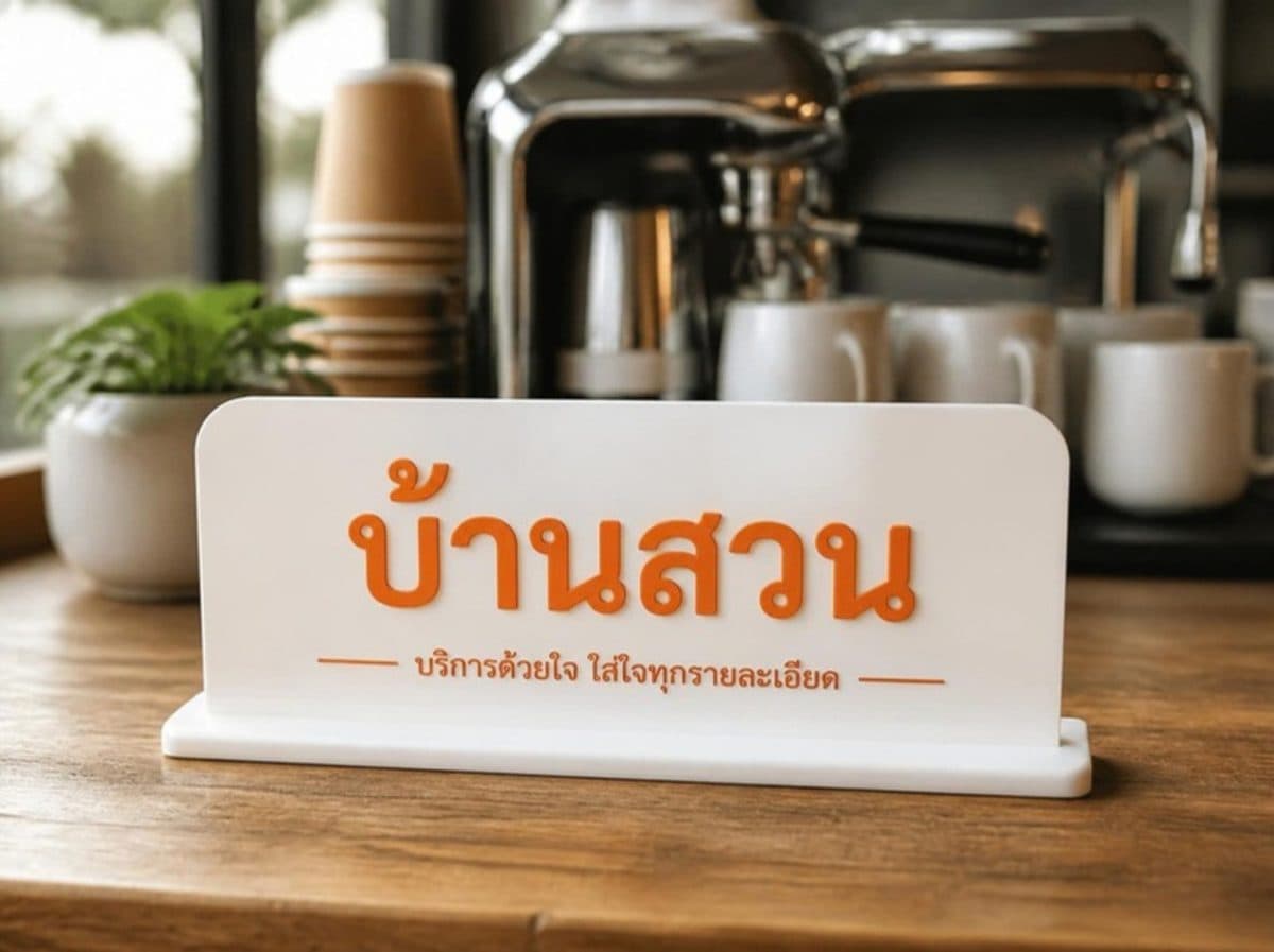 ป้ายชื่อร้านตั้งโต๊ะ